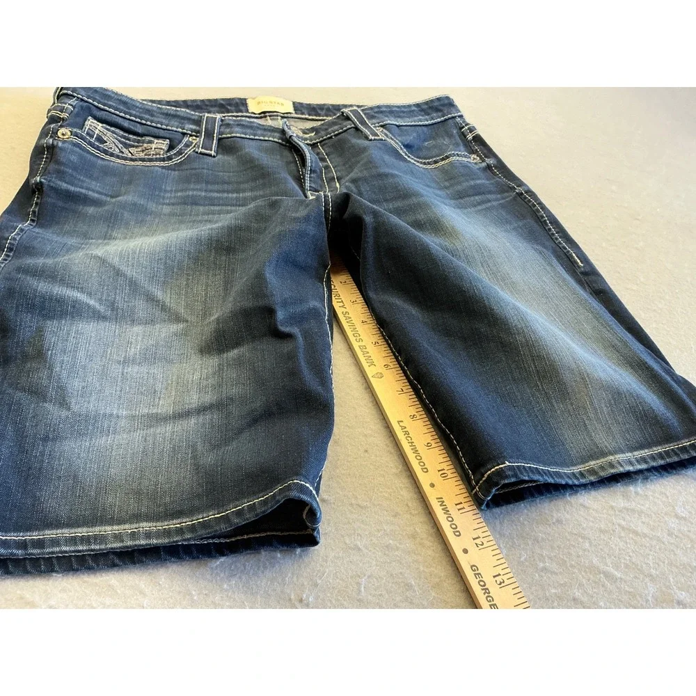 Big‎ Star Y2K Denim Shorts Contrast Stitch Embroidered Pockets Size 32 Bermuda